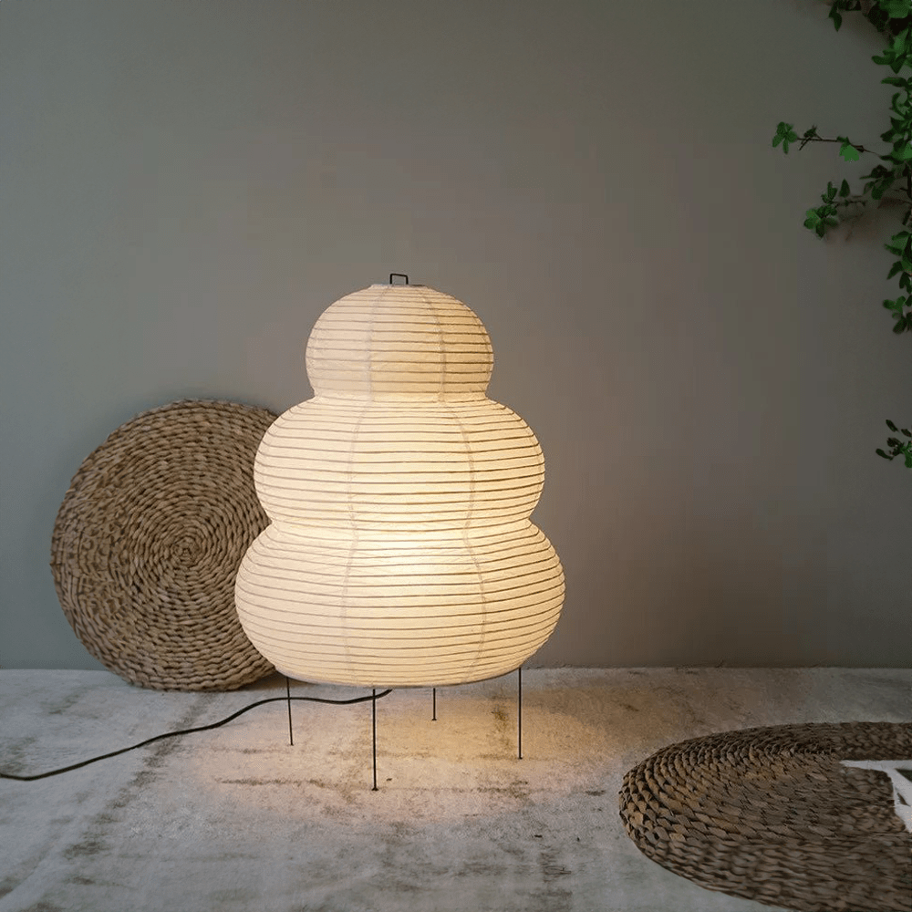 Modern Paper Lantern Floor Lamp with Metal Stand Ambient Lighting Home Decor — Main Image
