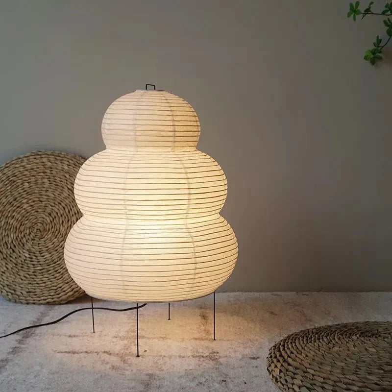 Modern Paper Lantern Floor Lamp with Metal Stand Ambient Lighting Home Decor — Image 3
