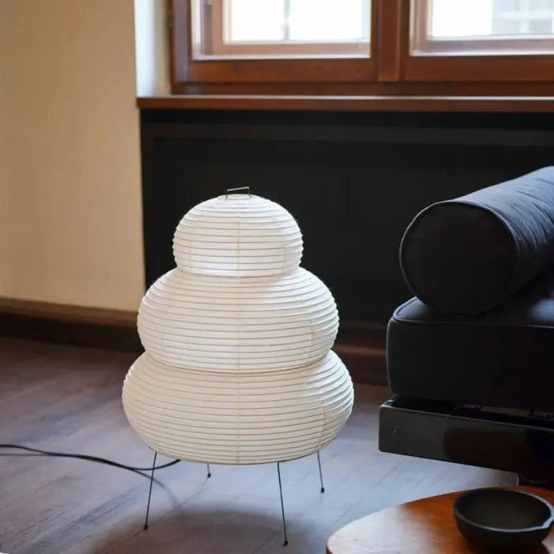 Modern Paper Lantern Floor Lamp with Metal Stand Ambient Lighting Home Decor — Image 4