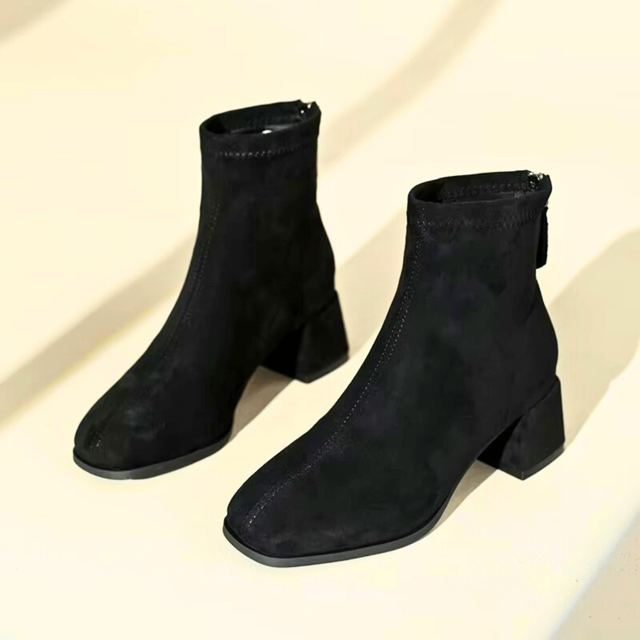 Women's Suede Ankle Boots with Block Heel in Multiple Colors — Image 4