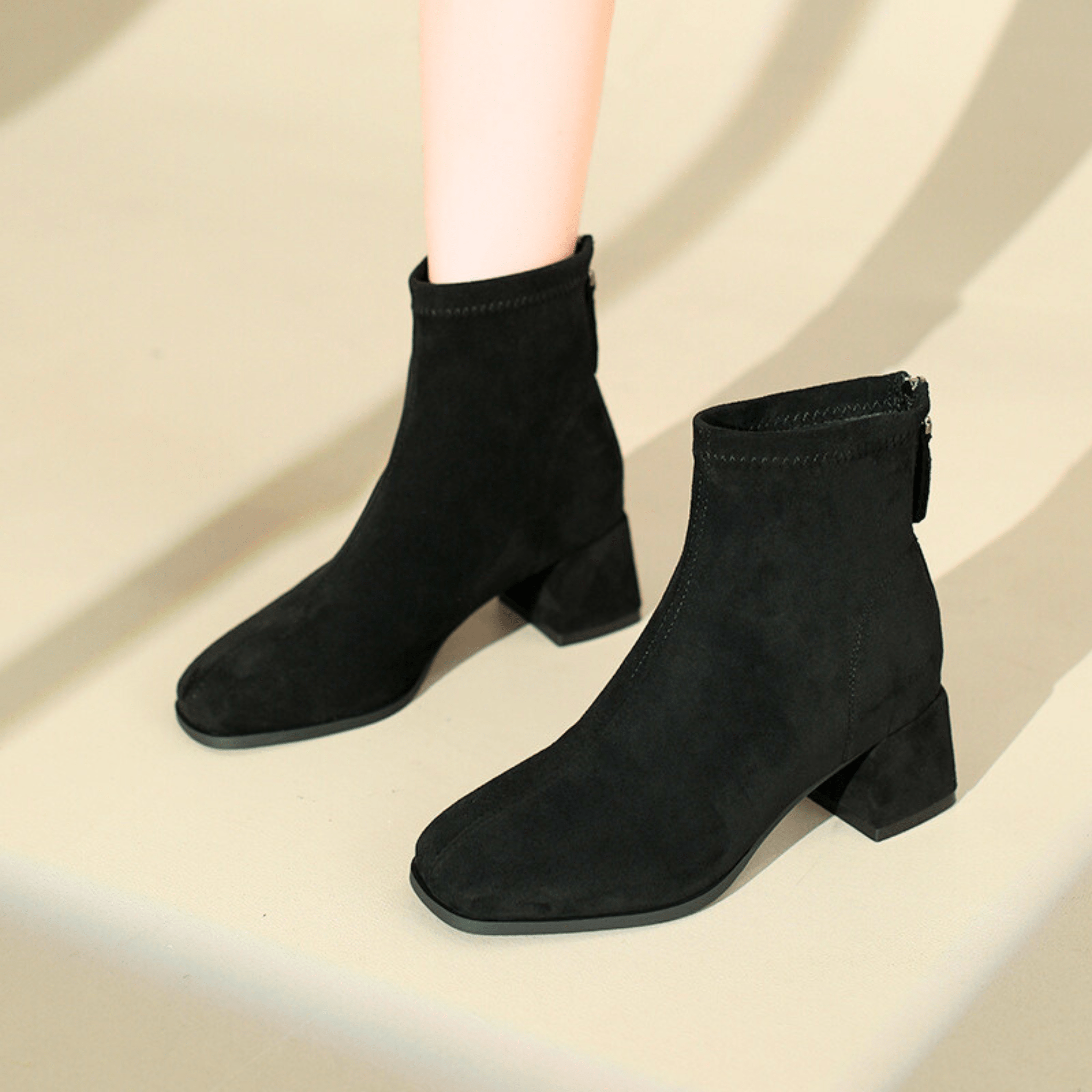 Women's Suede Ankle Boots with Block Heel in Multiple Colors — Image 13