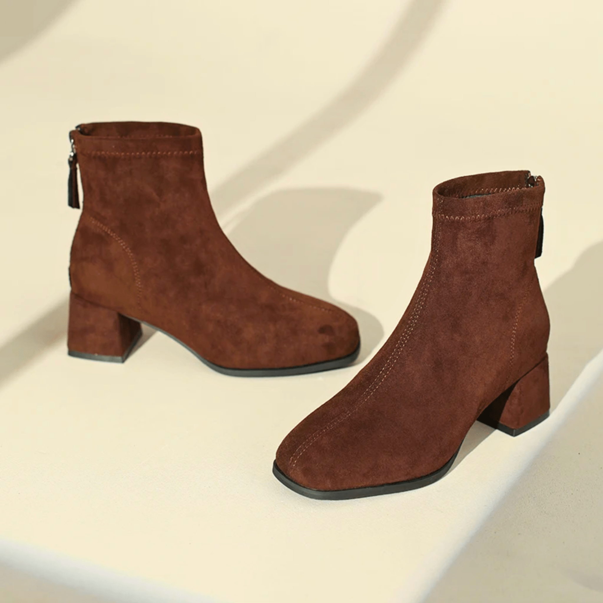 Women's Suede Ankle Boots with Block Heel in Multiple Colors — Image 10