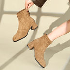 Women's Suede Ankle Boots with Block Heel in Multiple Colors — Image 9