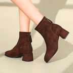 Women's Suede Ankle Boots with Block Heel in Multiple Colors — Image 12
